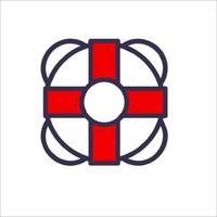 A red and white cross in the middle of a circle vector