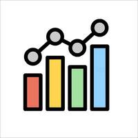 A graph bar chart icon with a line going up vector