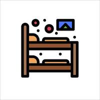 A bed with a television and a bedside table vector
