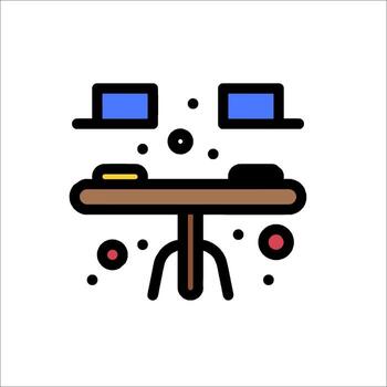 un computadora escritorio con dos monitores y un teclado vector