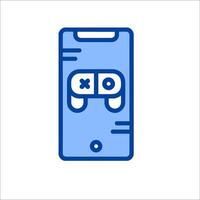 A blue and white phone with a controller icon vector