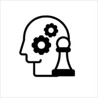 A black and white icon of a head with gears vector