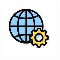 A globe and a gear icon vector