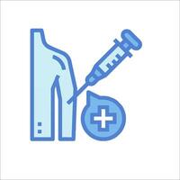 A syringe and a needle are next to a pair of pants vector