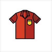 A red shirt with a yellow pocket on the front vector