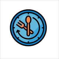 A clock with fork and spoon icon vector