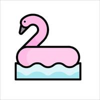 A pink flamingo floating in a pool vector