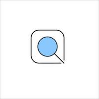 A blue magnifying glass icon on a white background vector