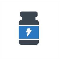 A bottle of pills with a lightning bolt on it vector