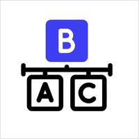 A blue and white logo with the letters b and a vector