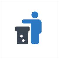 A person is throwing trash into a trash can vector
