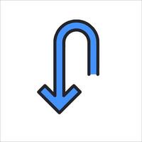 A blue arrow pointing down on a white background vector