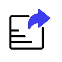 A blue arrow pointing to a document icon vector