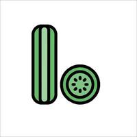 A green and black line icon of a cucumber vector