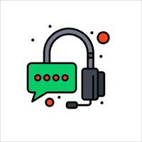 A headset with a speech bubble and a microphone vector
