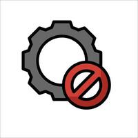 A gearwheel with a red and black sign on it vector