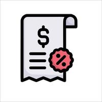 A receipt with a dollar sign and a red seal vector