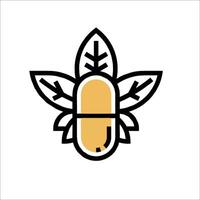 A pill with leaves on it vector