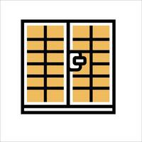 A door with a lock icon on it vector