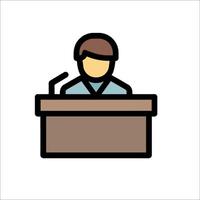 A man sitting at a desk with a microphone vector