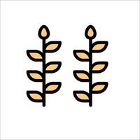 Two leaves on a white background with a black outline vector