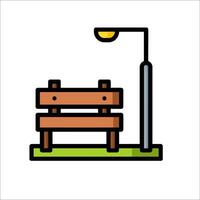 Park bench and lamp icon illustration vector