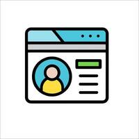 A person is looking at a computer screen with a person's face on it vector