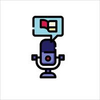 A microphone with a speech bubble above it vector