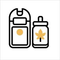 A bottle and a bottle with a leaf on it vector