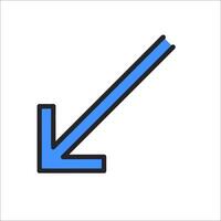 A blue arrow pointing down on a white background vector