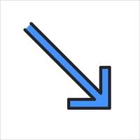 A blue arrow pointing down on a white background vector