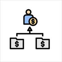 A person is holding a dollar coin and a dollar sign vector