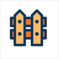 A blue and orange icon of a fence vector