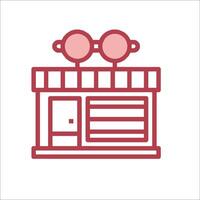 A red icon of a shop with glasses on top vector