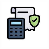 A calculator and a document with a shield vector