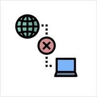 A laptop and a globe connected by a line vector