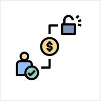 A person is holding a dollar sign and a lock vector