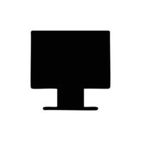 Computer icon. Black on white background. Flat style illustration. vector