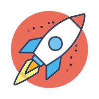 Rocket flat color icon. Spaceship illustration for web and mobile design vector