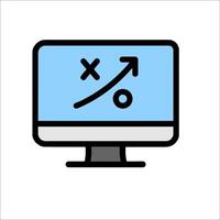 A computer monitor with an arrow pointing up vector