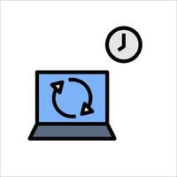 A laptop with a clock and a circle around it vector