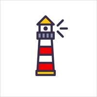 A lighthouse icon with a red and white stripe vector