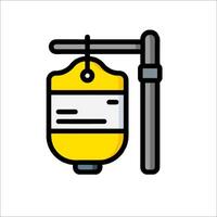 A yellow bag hanging from a pole with a sign on it vector