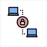 A computer with a padlock on it vector