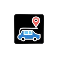 Car with location pin icon. Flat related icon for web and mobile applications vector
