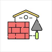 A brick wall and a house with a hammer vector