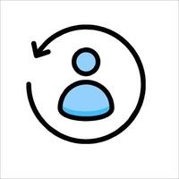 A person is in a circle with an arrow pointing to the right vector