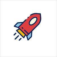 A red and blue rocket ship icon on a white background vector