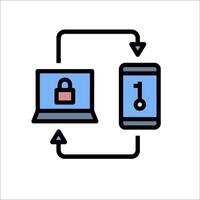 A phone and a laptop are connected to each other vector