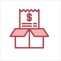 A box with a dollar sign inside it and a paper vector